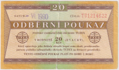 20 Koruna VI.1990, print VEB Lipsko, 7-digit serial number, with watermark, multiple tears, KŠK 67 IX/a

VG-