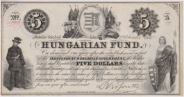 Hungary, 5 Dollars 1852, Kossuth issue New York, Pick S 137, Babos E2

aUNC