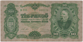 Hungary, 10 Pengö 1929, series B 395, Pick 96

VG-