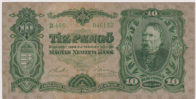 Hungary, 10 Pengö 1929, series B 466, Pick 96

VG-