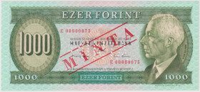 Hungary, 1000 Forint 1993, series E, low number 00000075, SPECIMEN - 1x MINTA perforation, red MINTA overprint on front and reverse, Pick 176 s

UNC