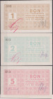 Hungary, 1, 2 a 5 Koruna 1919, emergency notes Budapest, Pallas nyomda, 3 pcs

UNC