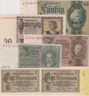Germany, 1 - 50 RM/Rtm, 1929 - 1942, 6 pcs, BKK D2-4, 6, 11

UNC - XF