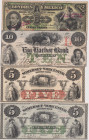 USA, 5 Dollars 1862, 5 Dollars 1864, 10 Dollars 1860, Mexico, 5 Pesos 1913, 4 pcs

VG