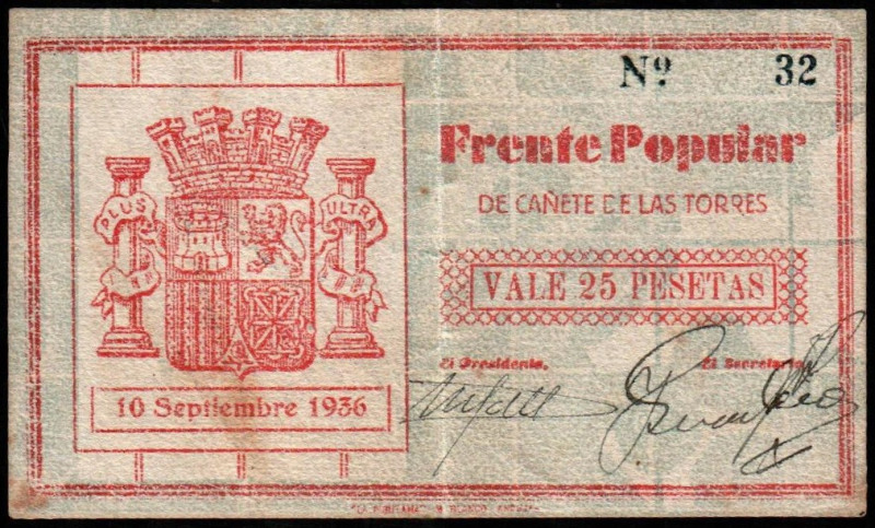 Cañete de las Torres, Córdoba. Frente popular. 10 de septiembre de 1936. 25 pese...