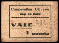 Cap de Saso, Huesca. Cooperativa obrera. 1 peseta. Raro