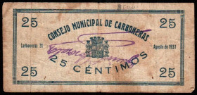 Carboneras, Almería. Consejo Municipal. 25 céntimos. Escaso