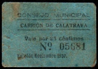 Carrión de Calatrava, Ciudad Real. Consejo Municipal. 25 céntimos