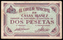 Casas Ibañez, Albacete. Consejo Municipal. 2 pesetas