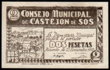 Castejón de Sos, Huesca. Consejo Municipal. 2 pesetas. EBC