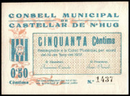 Castellar de N’Hug, Barcelona. Consejo Municipal. 50 céntimos. EBC. Escaso