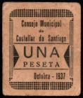 Castellar de Santiago, Ciudad Real. Consejo Municipal. 1 peseta. Raro