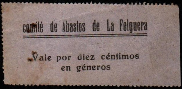 Felguera, La, Asturias. Comité de Abastos. Sello del ayuntamiento en el reverso....