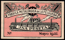Felguera, La, Asturias. Fábrica Metalúrgica. 1 peseta. EBC+/EBC