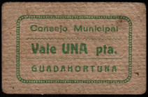 Guadahortuna, Granada. Consejo Municipal. 1 peseta. Escaso