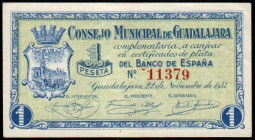 Guadalajara. Consejo Municipal. 1 peseta. EBC+