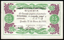Guadix, Granada. Consejo Municipal. 25 céntimos. SC-
