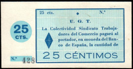 Guadix, Granada. UGT. 25 céntimos. Casi EBC+