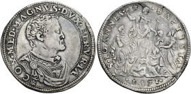 Firenze. III periodo: granduca di Toscana, 1569-1574 Mezza piastra 1571, AR 15,91 g. COS MED MAGNVS DVX ETRVRIÆ Busto corazzato a d. Rv. S IOANNES – B...