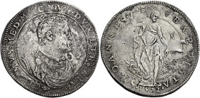 Firenze. III periodo: granduca di Toscana, 1569-1574 Piastra 1572, AR 31,55 g. COSMVS MED MAGNVS DVX ETRVRIÆ Busto corazzato a d. Rv. S IOANNES – BAPT...