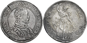 Firenze. Francesco I de’Medici granduca II, 1574-1587 Piastra 1574, AR 32,29 g. FRANC MED MAGNVS ETRVRIÆ DVX II Busto corazzato a d. Rv. S IOANNES – B...