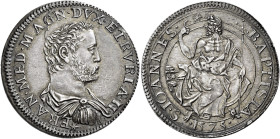 Firenze. Francesco I de’Medici granduca II, 1574-1587 Testone 1575, AR 9,21 g. FRANC MED MAGN DVX ETRVRIÆ II Busto corazzato a d. Rv. S IOANNES -- BAP...