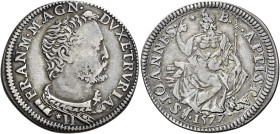 Firenze. Francesco I de’Medici granduca II, 1574-1587 Testone 1577, AR 9,03 g. FRANC M MAGN – DVX ETRVRIÆ – II Busto corazzato a d. Rv. S IOANNES – B ...