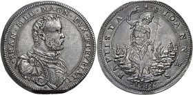 Firenze. Francesco I de’Medici granduca II, 1574-1587 Piastra 1583, AR 32,39 g. FRAN MED MAGN DVX ETRVRIÆ II Busto corazzato a d. Rv. S IOANNES – stel...