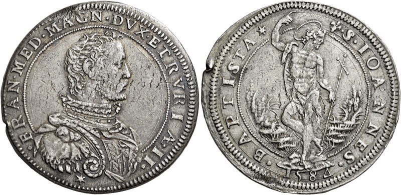 Firenze. Francesco I de’Medici granduca II, 1574-1587 Piastra 1584, AR 32,24 g. ...