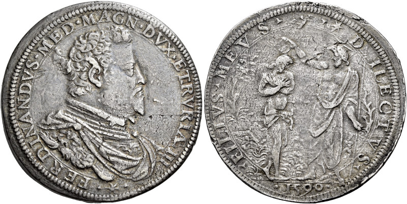 Firenze. II periodo: granduca, 1588-1609 Piastra 1590, AR 32,37 g. FERDINANDVS M...