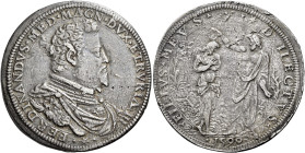 Firenze. II periodo: granduca, 1588-1609 Piastra 1590, AR 32,37 g. FERDINANDVS MED MAGN DVX ETRVRIÆ III Busto corazzato a d. Rv. FILIVS MEVS – D – ILE...