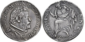 Firenze. II periodo: granduca, 1588-1609 Testone 1590, AR 8,87 g. FERD M MAGN DVX ETRVRIÆ II Busto corazzato a d. Rv. S IOANNES – BAPTISTA S. Giovanni...