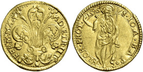 Firenze. II periodo: granduca, 1588-1609 Ducato gigliato 1596, AV 3,48 g. FER M MA -- D ETR III Giglio. Rv. S IOA BAP – FLOR PROT -- 1596 S. Giovanni ...