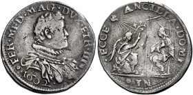 Firenze. II periodo: granduca, 1588-1609 Giulio 1602, AR 2,96 g. FER MED MAG DVX ETR III Busto a d.,; sotto, nel giro, 1602. Rv. ECCE -- ANCILLA DOM -...