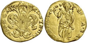 Firenze. II periodo: granduca, 1588-1609 Ducato gigliato 1608, AV 3,42 g. FER M MAG -- D ETR III Giglio. Rv. S IOA BAP – FLOR PROT 16 – 08 S. Giovanni...