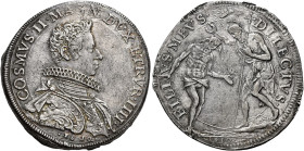 Firenze. Cosimo II de’Medici granduca IV, 1609-1621 Piastra 1610, AR 32,03 g. COSMVS II MAGN DVX ETRVR IIII Busto corazzato a d., con colletto alla sp...