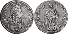 Firenze. Cosimo II de’Medici granduca IV, 1609-1621 Piastra 1618, AR 32,01 g. COSMVS II MAGN DVX ETR IIII Busto corazzato a d., con colletto alla spag...