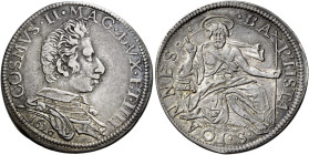 Firenze. Cosimo II de’Medici granduca IV, 1609-1621 Testone 1620, AR 9,11 g. COSMVS II MAG DVX ET IIII Busto corazzato a d.; sotto, 1620. Rv. S IOANNE...