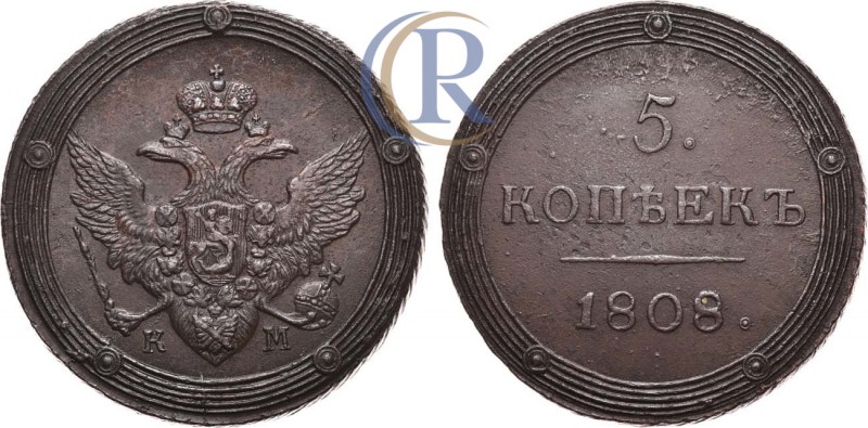 Russia. 5 копеек 1808 года. КМ. Медь, 48,98г. Сузунский монетный двор. Уздеников...