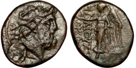 Bronze coin, Asia Minor (3-1 BC) Obverse: Head of zeus Reverse: Nike walking left

21mm 5,89g