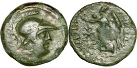 Bronze coin, Asia Minor (3-1 BC) Obverse: Helemted Bust . Reverse: Nike walking left

20mm 5,99g