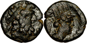 Asia Minor (3-1 BC) Bronze coin Obverse: Head of tyche Reverse: Head o Zeus

16mm 5,71g