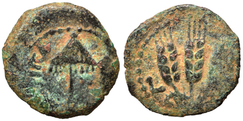 JUDAEA. Herodians. Agrippa I, 37-43. Prutah (bronze, 1.97 g, 16 mm), Jerusalem. ...