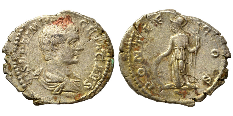 Geta, as Caesar, 198-209. Denarius (silver, 2.72 g, 20 mm), Rome. P SEPTIMIVS GE...