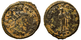 Gallienus, 253-268. Antoninianus (billon, 3.92 g, 21 mm), Antioch. GALLIENVS AVG Radiate, draped and cuirassed bust right. Rev. AETERNITAS AVG Saturn ...