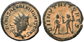 Saloninus, as Caesar, 256-258. Antoninianus (billon, 3.51 g, 20 mm), Antioch. P COR SAL VALERIANVS CAES Radiate and draped bust to right. Rev. DII NVT...