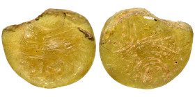 Islamic glass tesseare or weight (0.99 g, 17 mm). Sold as seen.