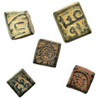 5x Islamic weight (bronze, cca. 8 g). Sold as seen, no returns.