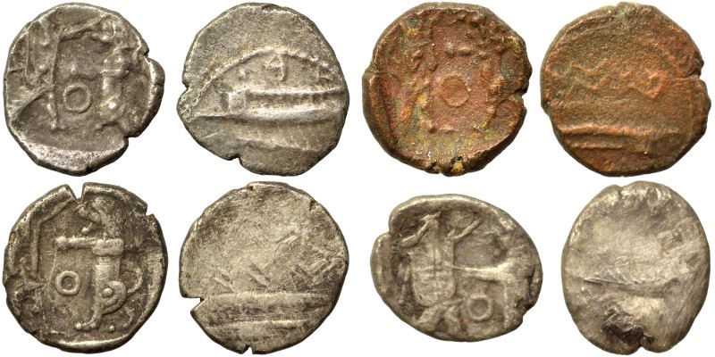 Group lot of four Ancient Greek coins, all Phoenicia, Sidon. Fine. Sold as seen,...