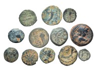 Group lot of 12 Ancient Greek coins. F-nVF. Sold as seen, no returns.